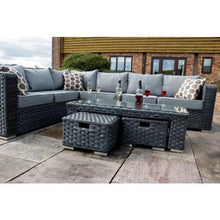 YAKOE 50020 Papaver Conservatory Modular 9 Seater Rattan Corner Garden Sofa Furniture Set - Grey