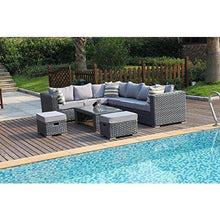 YAKOE 50020 Papaver Conservatory Modular 9 Seater Rattan Corner Garden Sofa Furniture Set - Grey